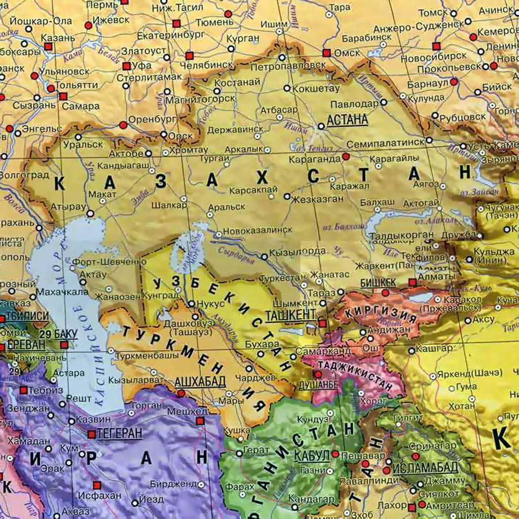 Политическая карта средней Азии